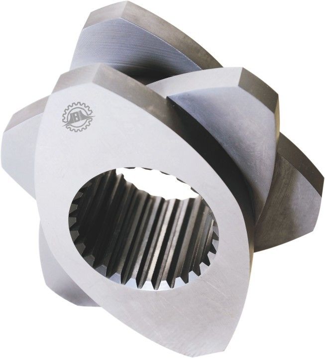 Zone de fusion Pièces d'extrudeuse à double vis 30° 45° 60° 90° Angle vis 71mm OD