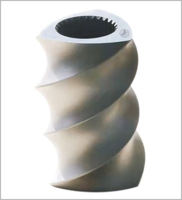 Trois vis de machine à extruder jumelles volées Couleur métallique Uniformité de cisaillement élevé Élément de vis d'extrudeuse
