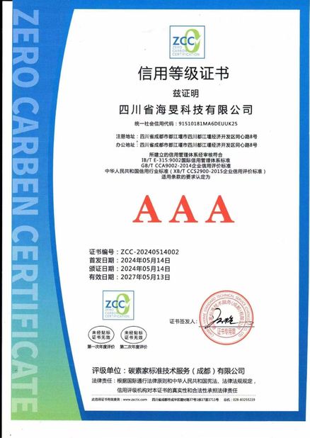 Chine Sichuan Haimin Technology Co., Ltd certifications